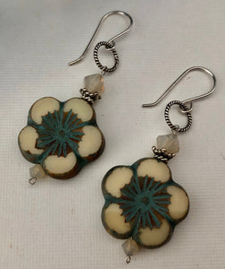 Czech Glass Floral Earrings in Sterling Silver