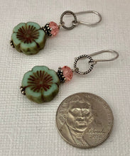 Load image into Gallery viewer, Czech Glass Flower Earrings in Sterling Silver
