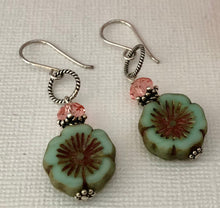 Load image into Gallery viewer, Czech Glass Flower Earrings in Sterling Silver
