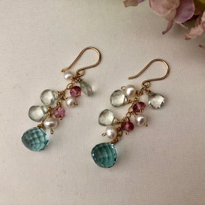 Floral Pastel Dangle Earrings in 14K Gold Fill