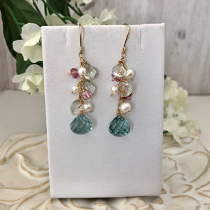 Floral Pastel Dangle Earrings in 14K Gold Fill