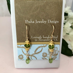 Peridot Drop Earrings in 14K Gold Fill