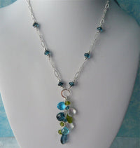 London and Swiss Blue Topaz Dangle Necklace in Sterling Silver