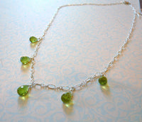 Peridot Teardrop Necklace in Sterling Silver