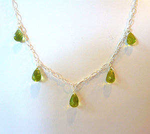 Peridot Teardrop Necklace in Sterling Silver