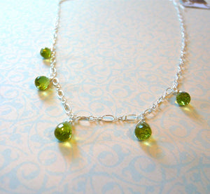 Peridot Teardrop Necklace in Sterling Silver