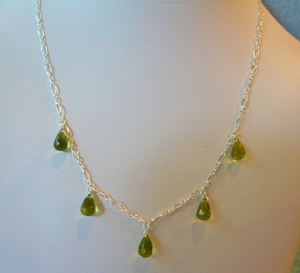 Peridot Teardrop Necklace in Sterling Silver