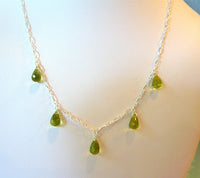 Peridot Teardrop Necklace in Sterling Silver